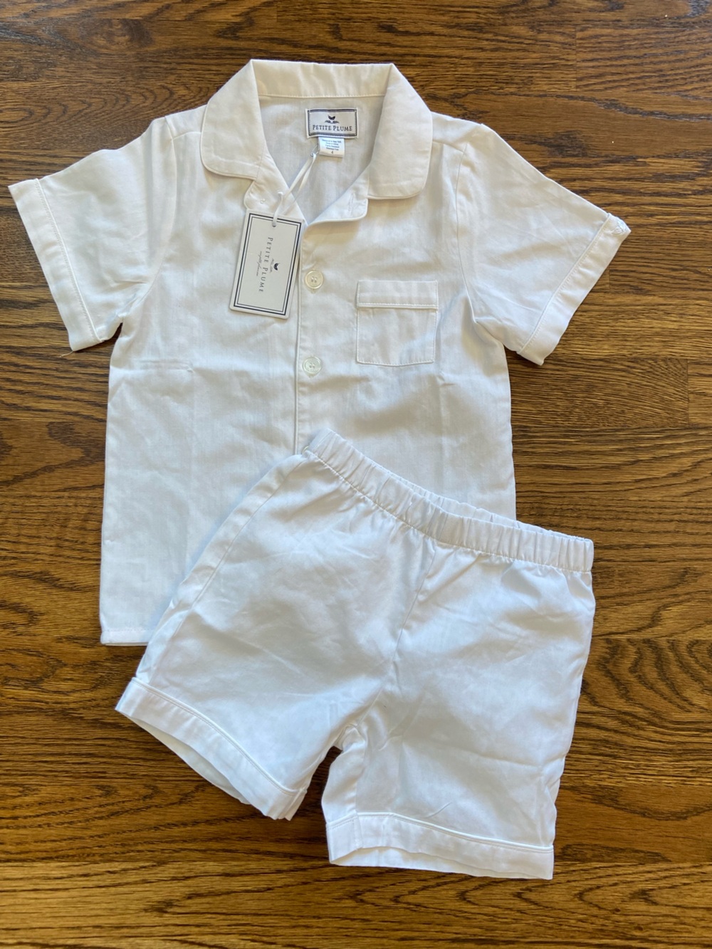 Petite Plume White Short Pajama Set for Kids, NWT, Size 4